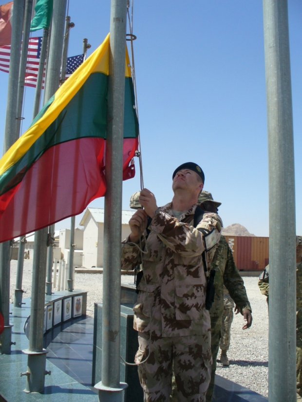 The Lithuanian State flag raised in Regional Support Command in Afghanistan 