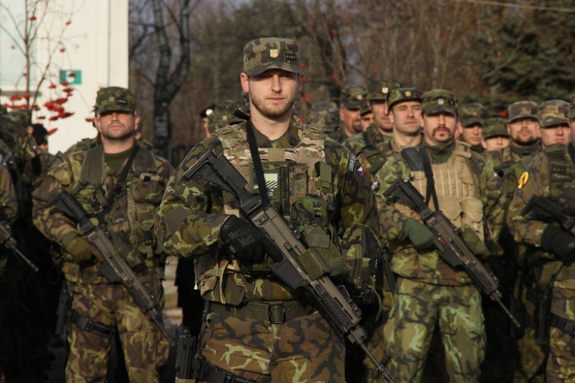 Czech soldiers join forces with Lithuanians to protect infantry units from air attacks for the...