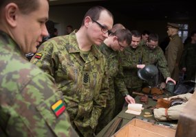 Oro gynybos bataliono kariams Lietuvos Respublikos Prezidentė įteikė trispalvę - 2