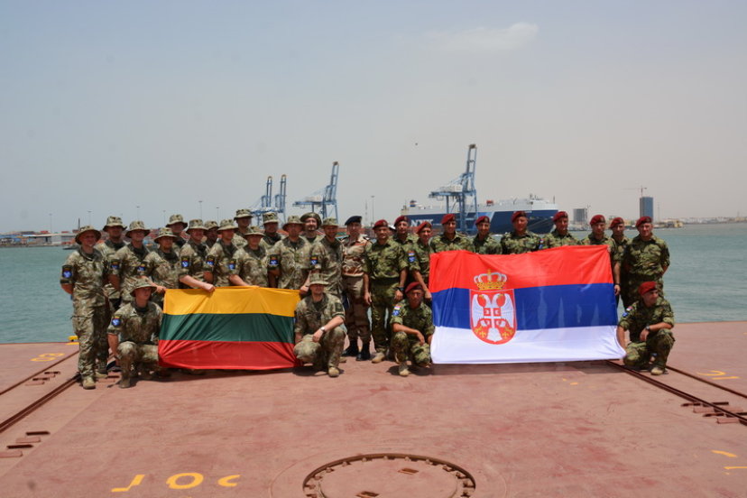 Lithuanian soldiers already on guard of a UN World Food Programme vessel