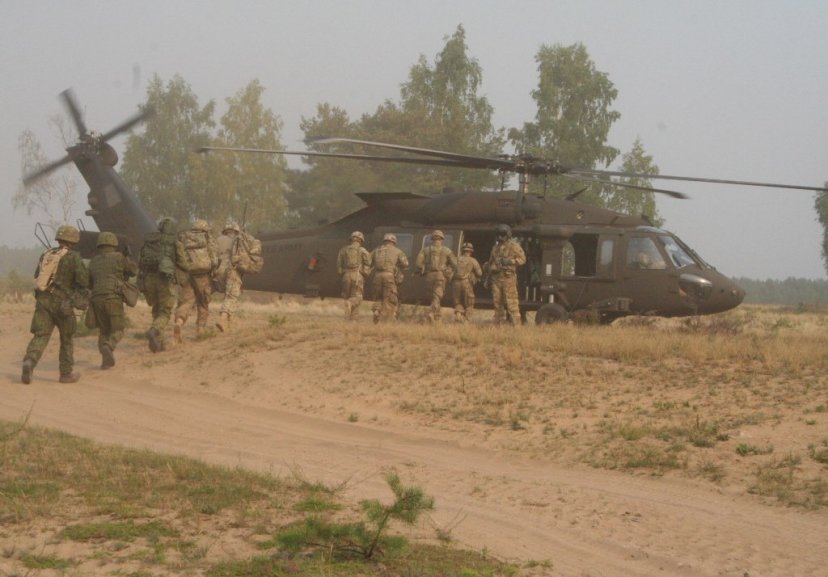 Cooperative Lithuanian-U.S. exercise involved Black Hawk helicopters of U.S. allies