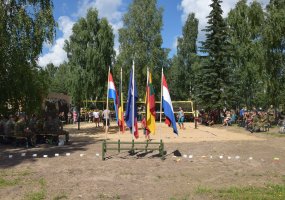 Troops of the NATO Battalion set up a beach volleyball court for Rukla residents - 3