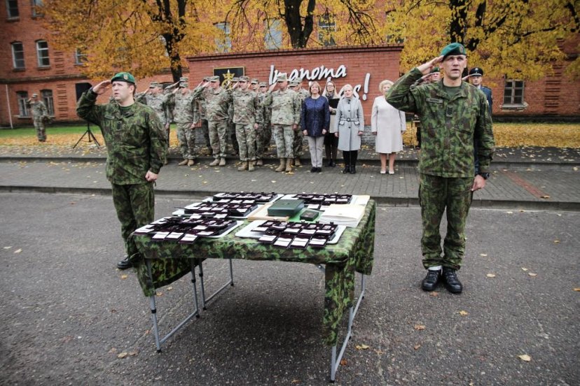 Decorations presented to the U.S. logistical support unit at Vytenis Battalion after service in...