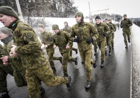 First time soldiers of the NATO enhanced Forward Presence Battalion Battle Group Lithuania join... - 1