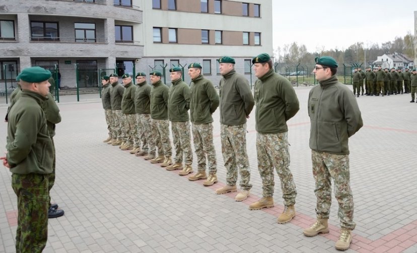 Soldiers formally deployed to the multinational NATO Operation Resolute Support at a ceremony at...