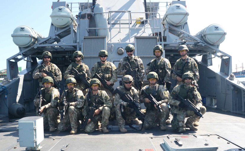 Lithuanian soldiers deploying to Operation ATALANTA off the Somali coast