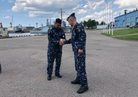Ceremonijos metu išlydėti štabo ir aprūpinimo laivo ,,Jotvingis“ įgula ir SNMCMG1 štabo kariai - 2
