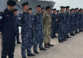 Ceremonijos metu išlydėti štabo ir aprūpinimo laivo ,,Jotvingis“ įgula ir SNMCMG1 štabo kariai - 3