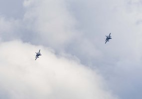 United States fighter aircraft brought by a U.S. aircraft carrier in the Mediterranean conduct... - 2