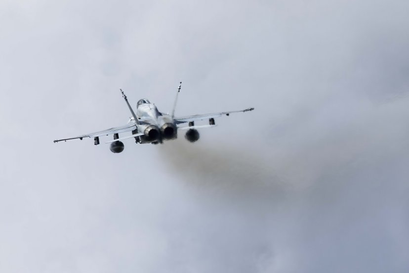 United States fighter aircraft brought by a U.S. aircraft carrier in the Mediterranean conduct...