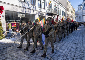 Vasario 16-ąją Kaune – tvirtas pasižadėjimas Tėvynei: prisiekė būsimieji rezervo karininkai - 1